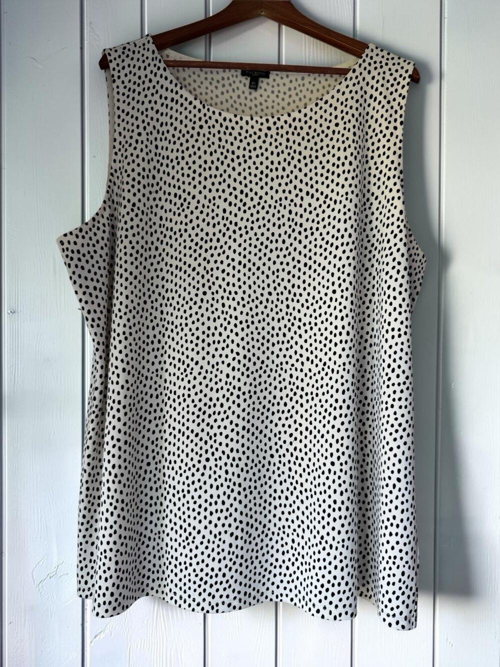 Talbots Women's Plus Size 3X Tank Top Scoop Neck White Black Polka Dot Pullover